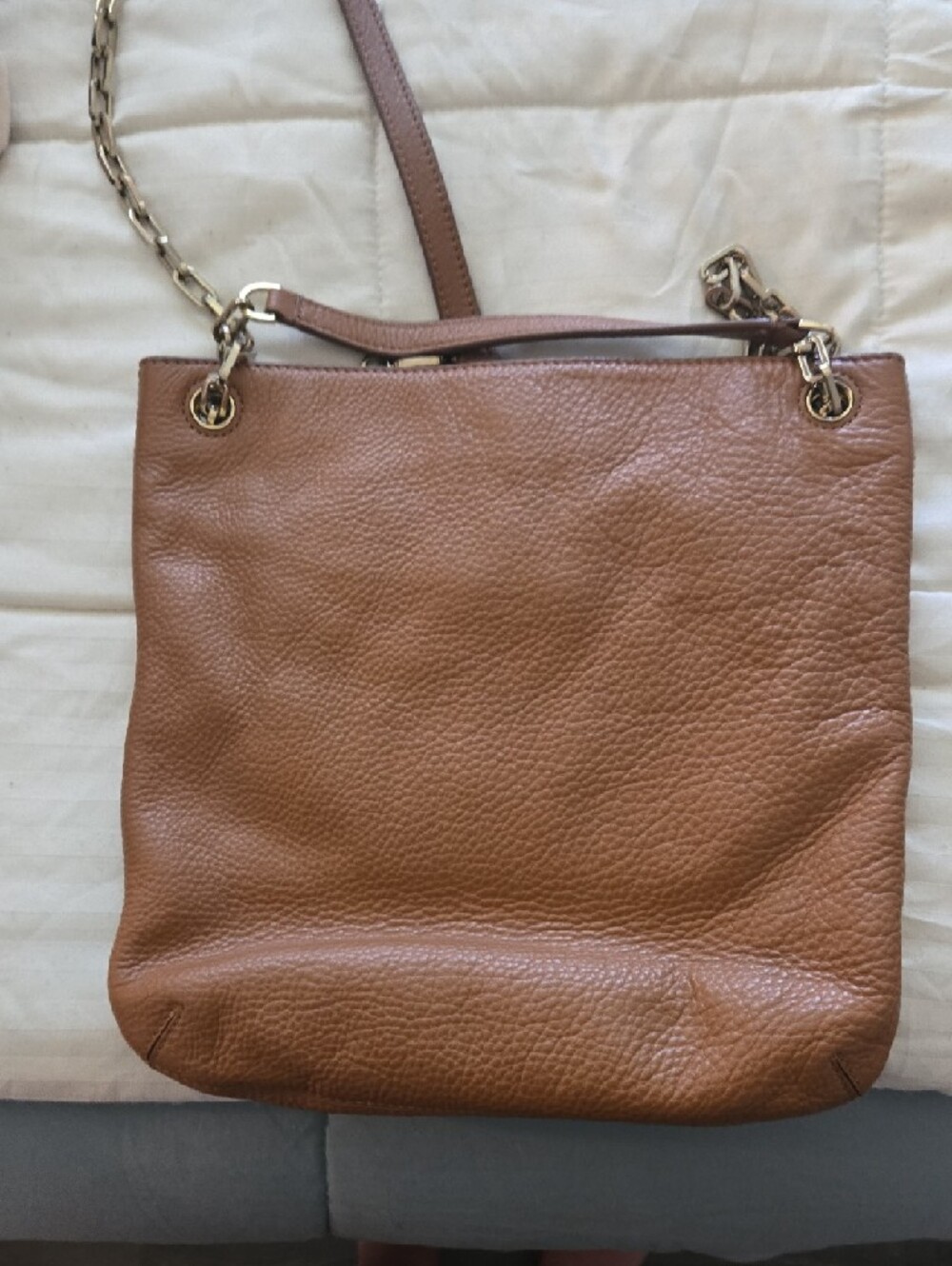 Tory Burch Tan Pebbled Leather Chain-Shoulder Tote - Picture 3 of 5